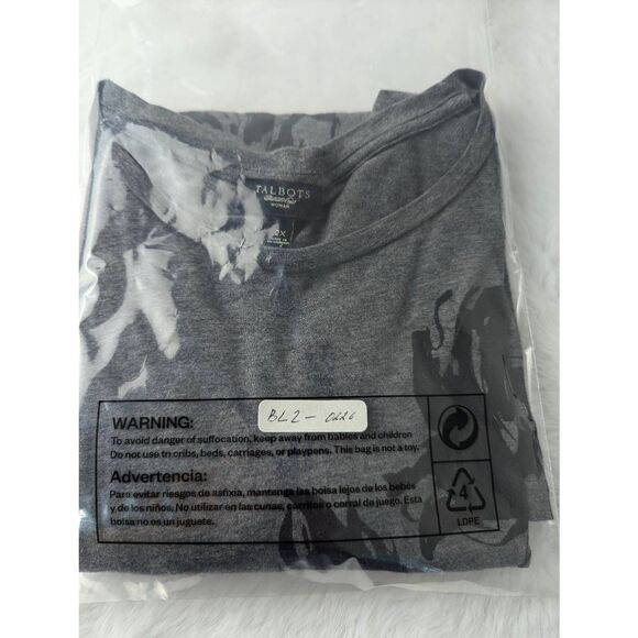 Talbots Woman 2X Top Shirt Grey Black Floral print Cotton Blend 3/4 Sleeve - Picture 8 of 8